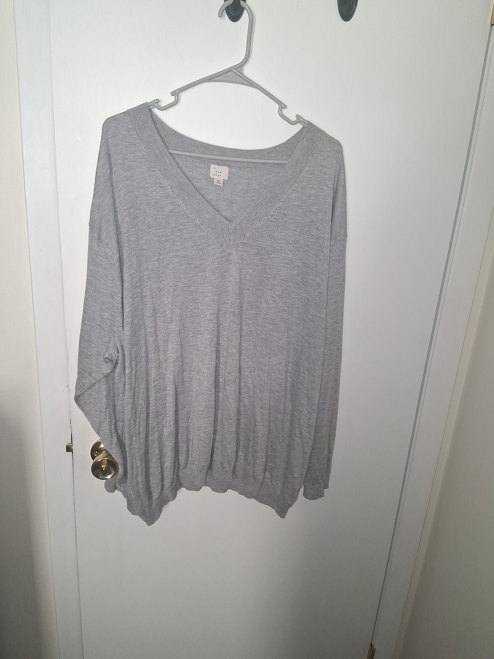 a new day Light Gray V-Neck Sweater